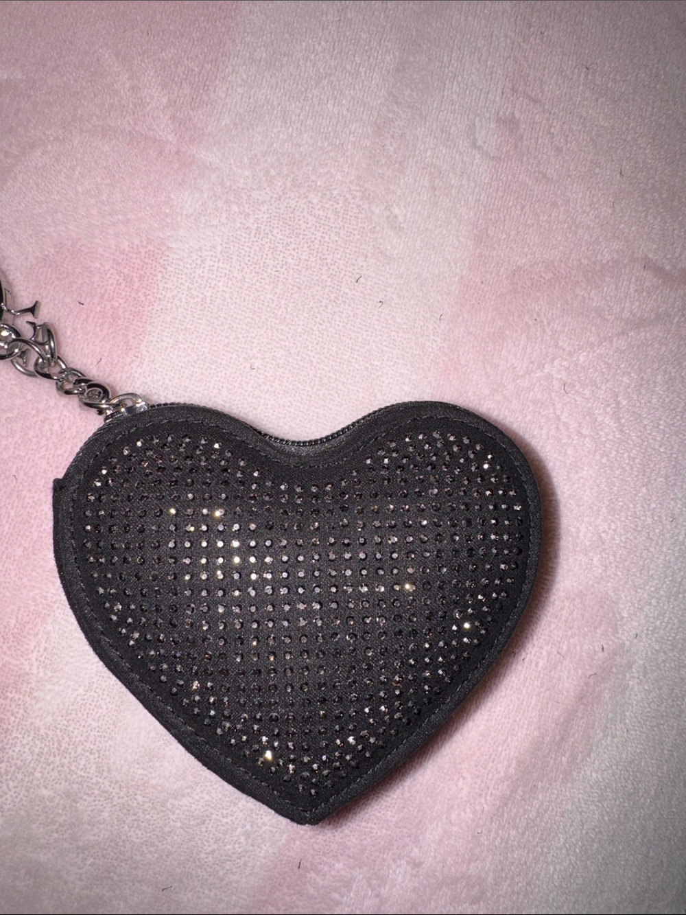 Black Heart-Shaped Rhinestone Coin Purse - Women Bags